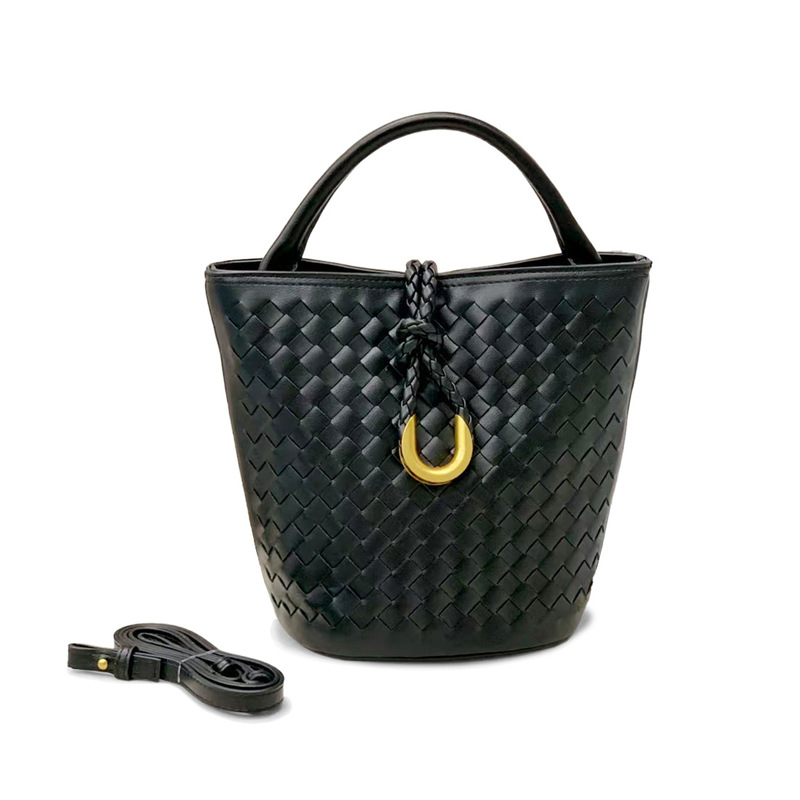 Cross-Border New Bv Woven Bucket Bag Trendy Retro U-Buckle Handbag B Brand Korean Fashion Single Shoulder Crossbody Women's Bag