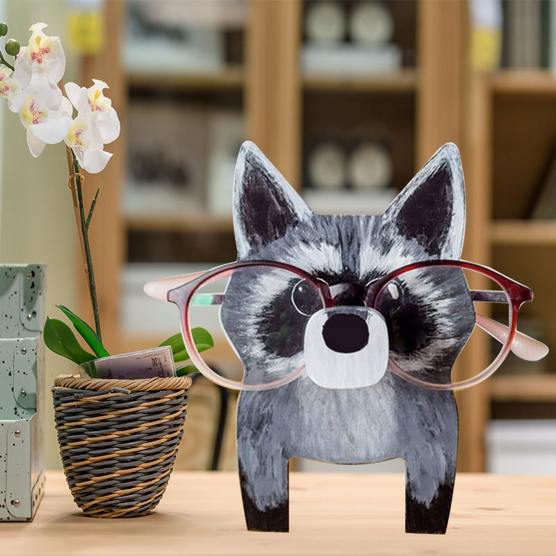 Estante de exhibición para pequeños animales de madera impresa, soporte para gafas, decoración de escritorio, perro pequeño, soporte para gafas image 12