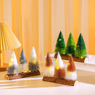 Creative Glitter Pink Double Color Desktop Christmas Tree Ornaments Mini Christmas Tree Scene Layout Christmas Decorations