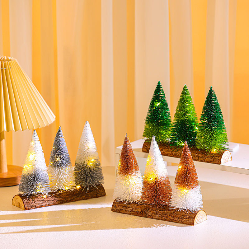 Creative Garlic Powder Double Color Desktop Christmas Tree Ornament Mini Christmas Tree Scene Decoration for Christmas