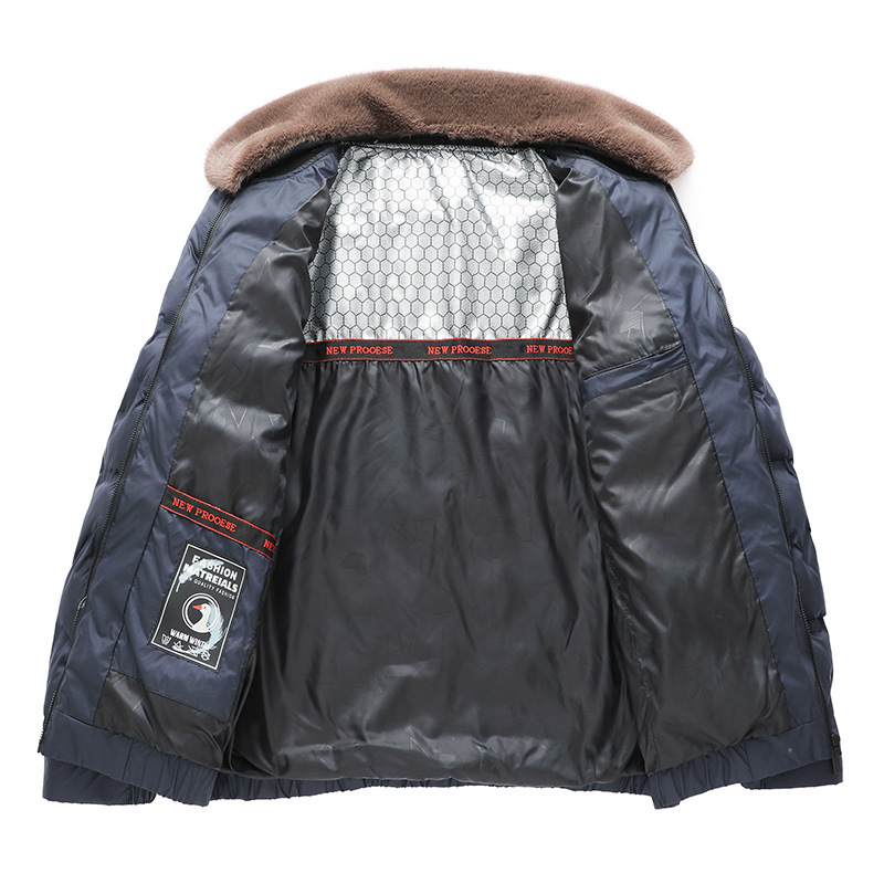 New winter 2023 new cotton jacket for middle-aged men, short, thick and warm dad's jacket, cotton coat with fur collar 
