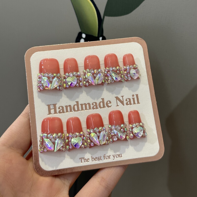 Foreign Trade Cross-Border European and American Duckbill Style Luxury Full Diamond Handmade Wearable Fake Nail Patches Foreign Trade Cross-Border European and American Duckbill Style Luxury Full Diamond Handmade Wearable Fake Nail Patches