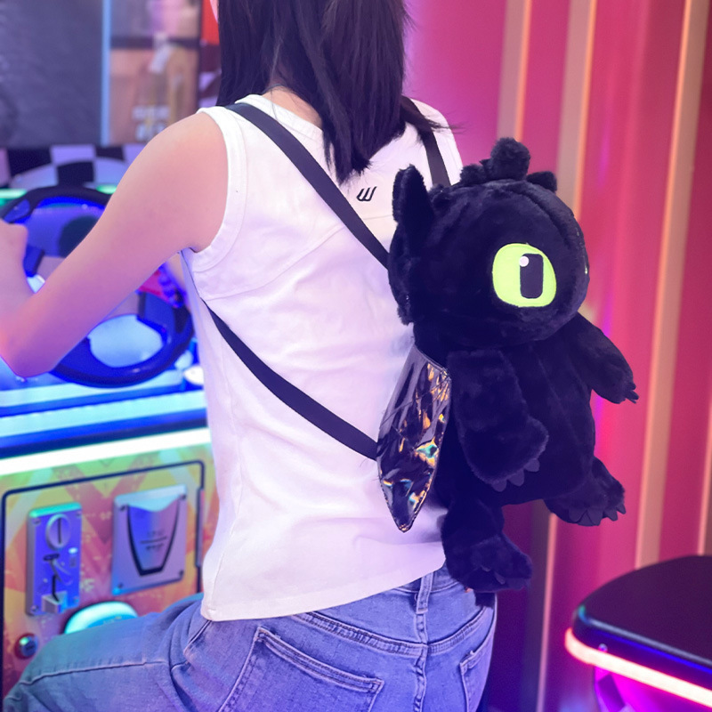 丑萌搞怪无牙仔双肩包二次元卡通驯龙高手背包可爱毛绒玩偶书包|undefined