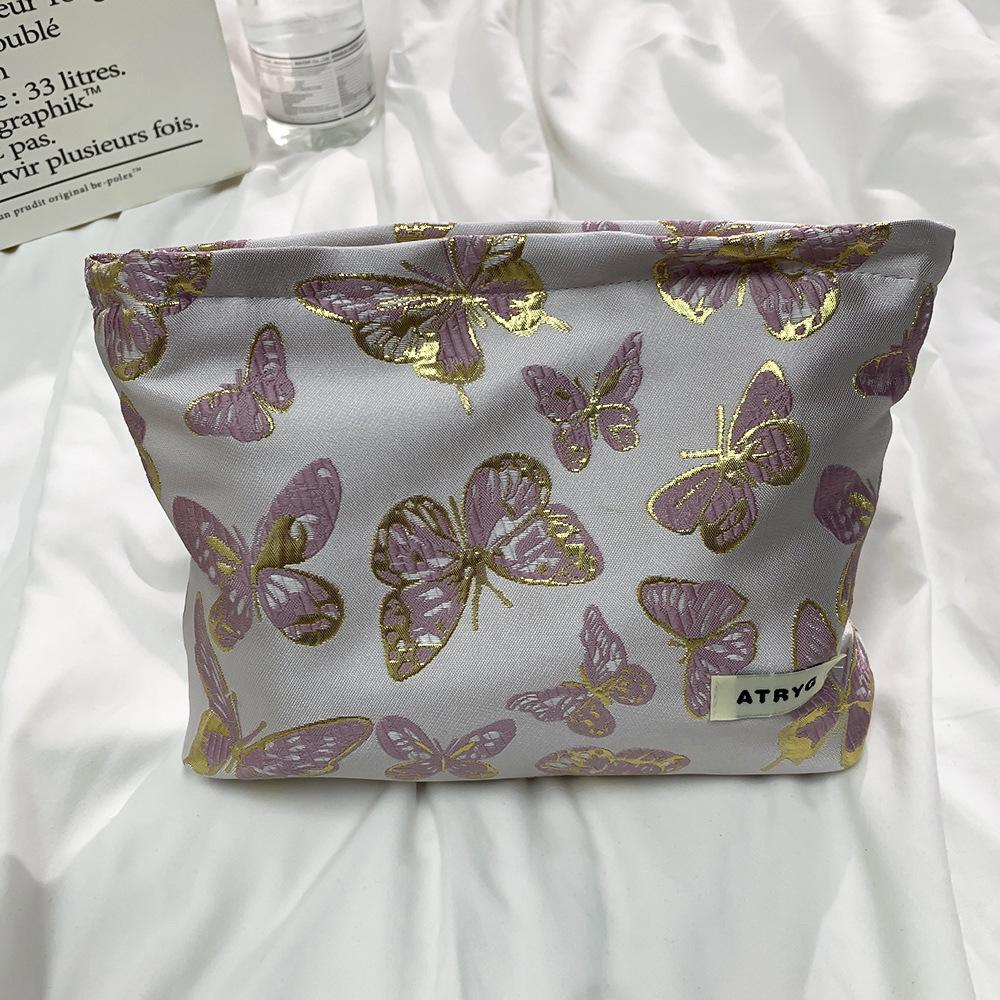 Bolsa de maquillaje mariposa tricolor rosa