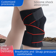 跨境多色綁帶加壓硅膠彈簧運動護膝籃球跑步騎行登山護膝一件代發