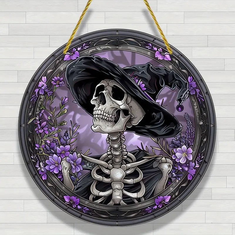 ハロウィンスカルシリーズアクリルフラットディスクホーム屋外ポーチ装飾ペンダント|undefined