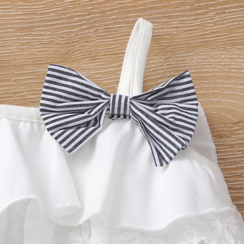 Amazon Children's Floral Lace Strap Top and Striped Shorts Set for Girls