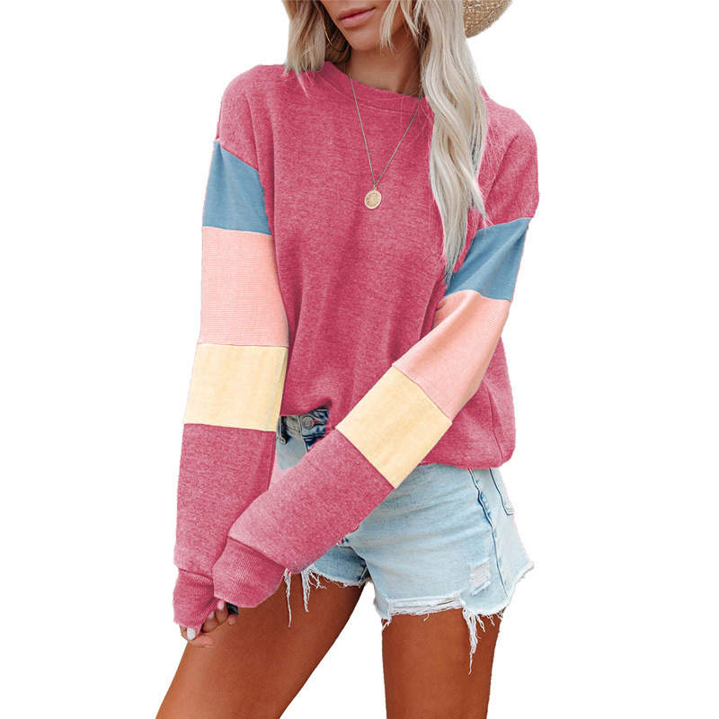 Women'S Gender Patchwork Design Fashion Style Women's Hoodie Long Sleeve Hoodies & Sweatshirts Patchwork Fashion Rainbow
