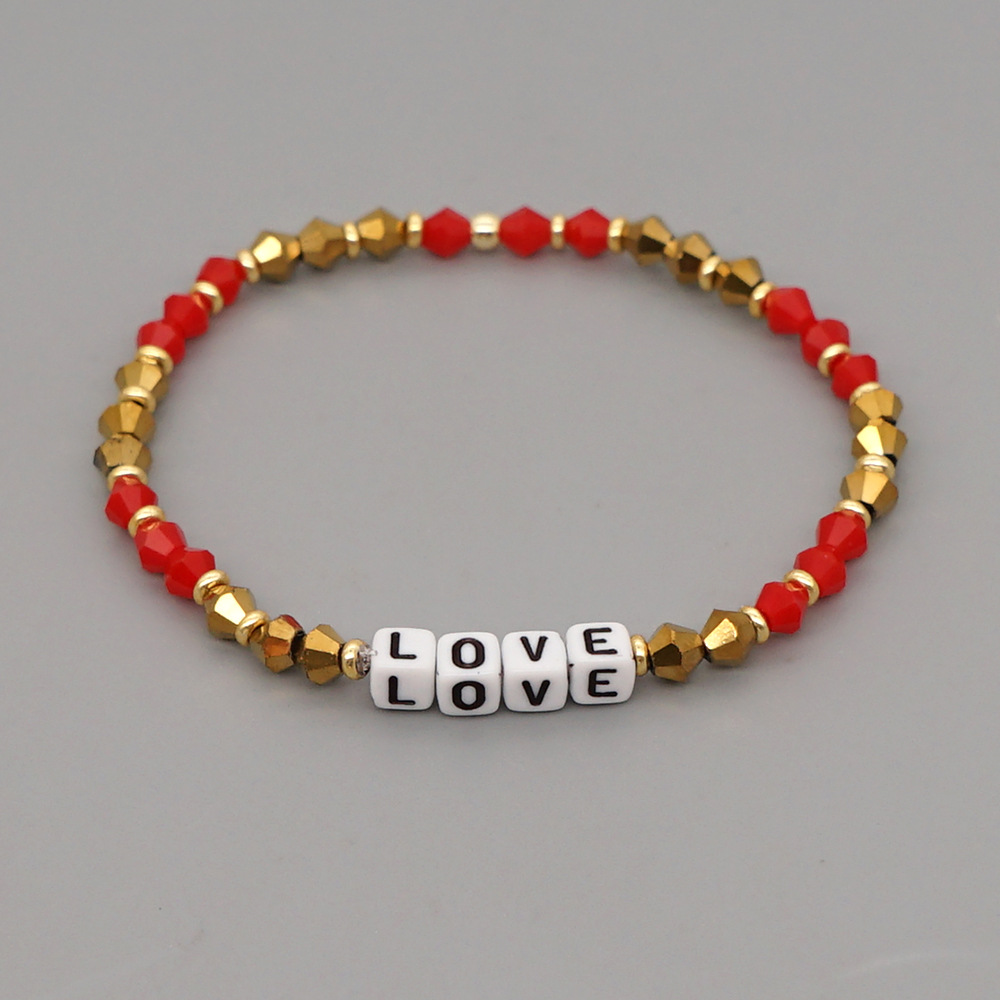 Nihaojewelry Ethnic Style Crystal Handmade Beaded Letter Bracelet Wholesale Jewelry display picture 14