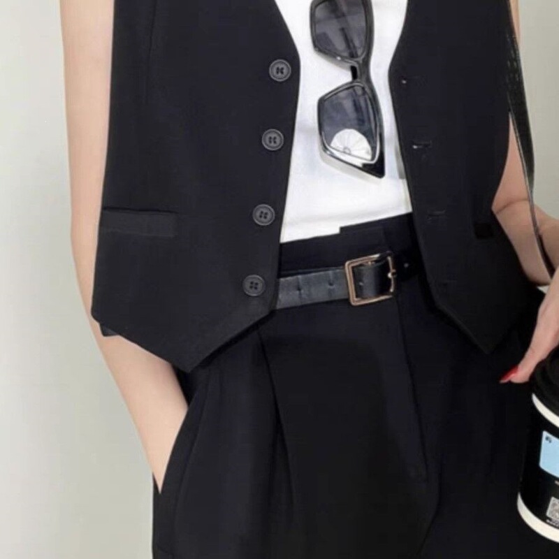 Outerwear Vest, Suit Vest, Sleeveless 2026 Summer Top, New Style Black Short Jacket