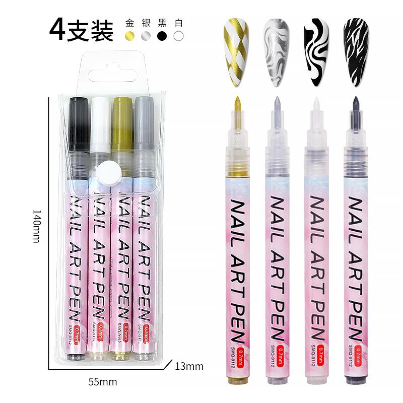 SOMEQI Bolígrafo para decoración de uñas de 12 colores para pintar y puntear, bolígrafo con punta de aguja para diario DIY, bolígrafo para delinear, bolígrafo para grafiti para decoración de uñas.