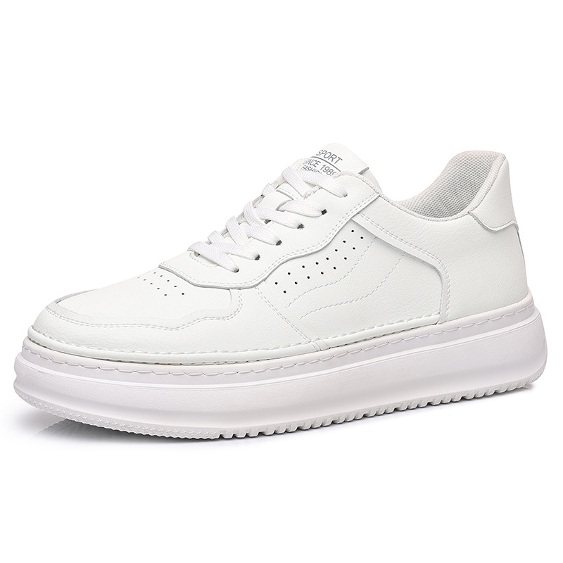 Chaussures blanches 2025, nouvelle édition coréenne, chaussures de sport et de loisirs en cuir pour hommes, jeunes, mode et loisirs, collection tendance une pièce pour cheveux_voghion.com