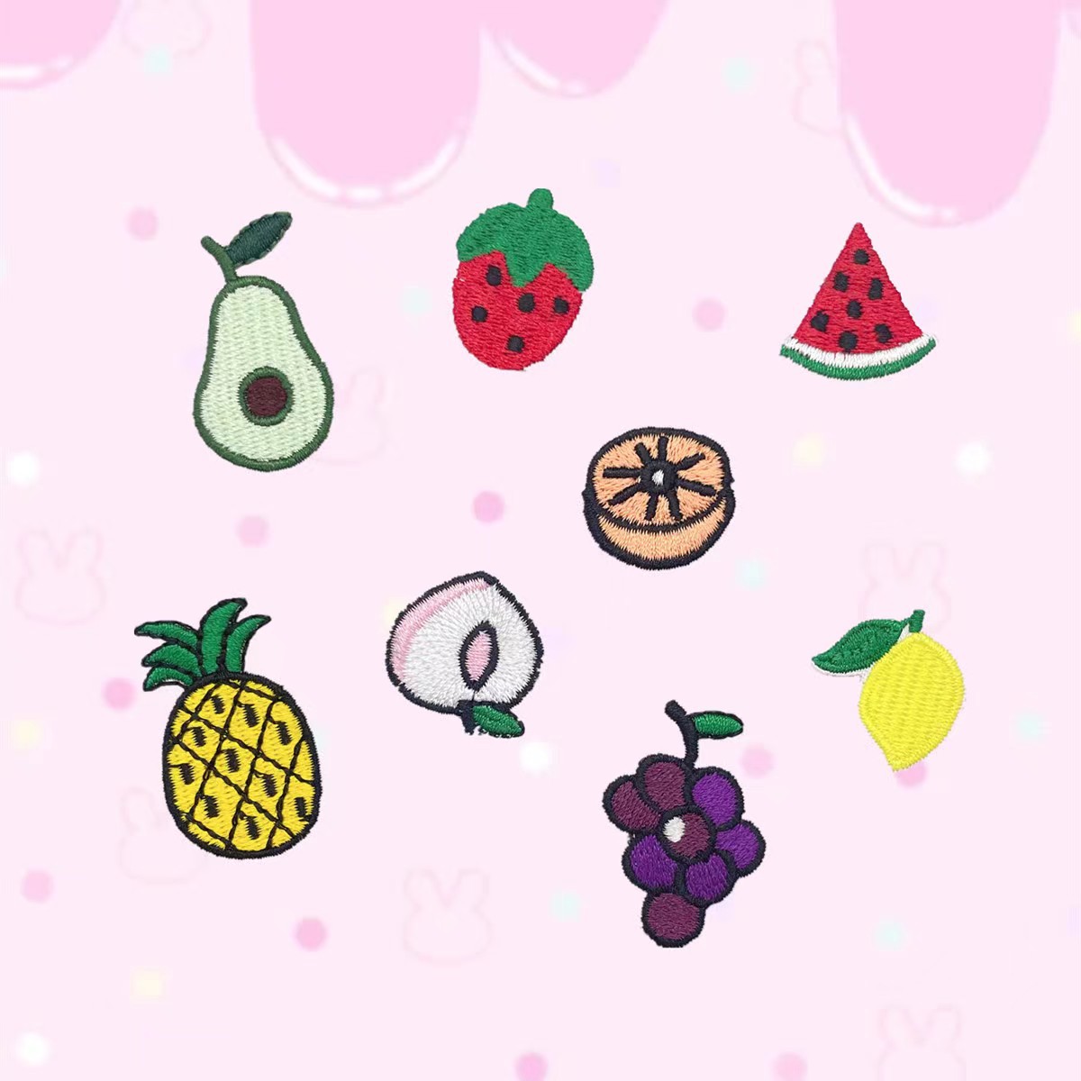 菠萝龙可爱卡通水果刺绣布贴手机壳装饰刺绣贴包包服装补丁贴自粘