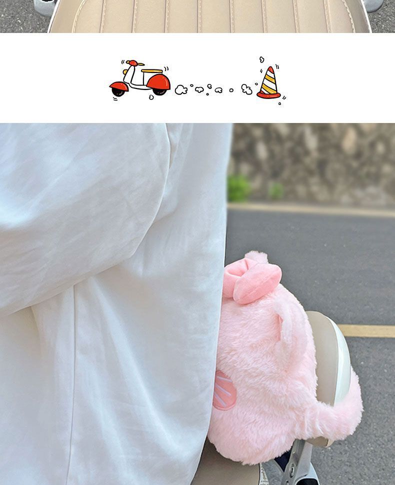 Thickened and enlarged lumbar support cushion for the back seat of electric vehicles, suitable for both electric bikes and motorcycles; plush back protector