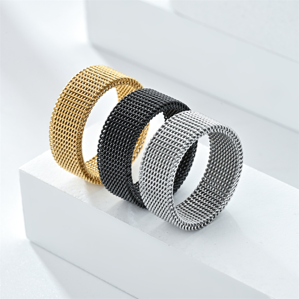 12, 13, 6 Ring Size Simple Style Solid Color Stainless Steel Unisex Rings