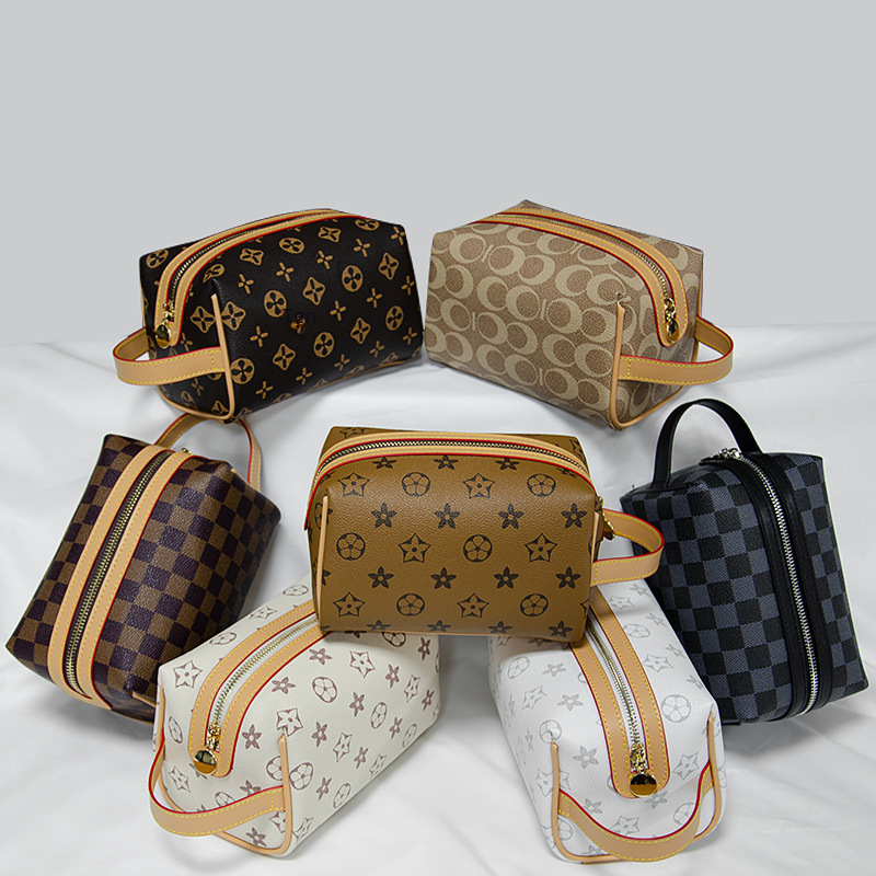 Cross-border Dopamine PU Leather Makeup Storage Octagonal Small Square Bag Simple Solid Color Gift Cosmetic Bag