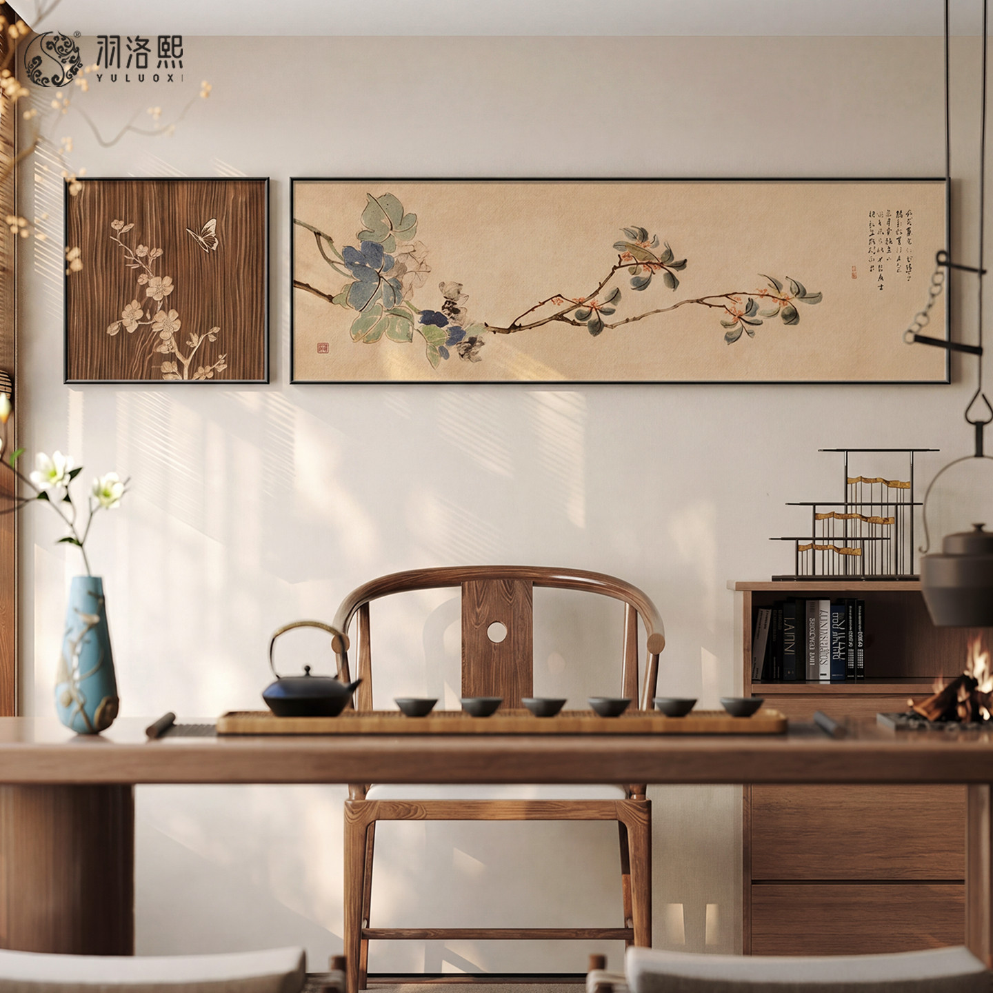 花卉新中式茶室挂画宋代美茶台茶文化装饰画高级感禅意民宿组合画