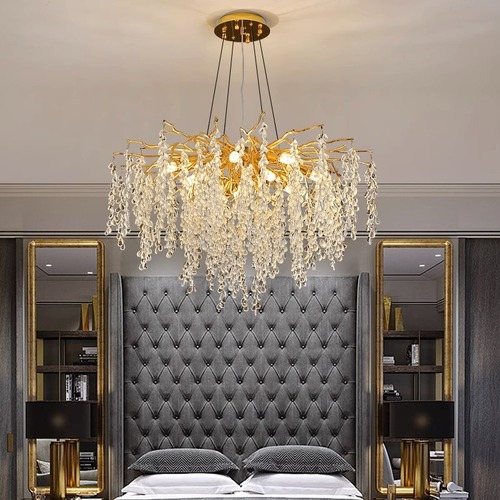 法式轻奢设计师别墅客厅卧室吊灯铝材创意温馨餐厅灯葡萄枝形吊灯