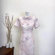 8434# 新中式国风改良旗袍裙年轻款少女娃娃领连衣裙新款