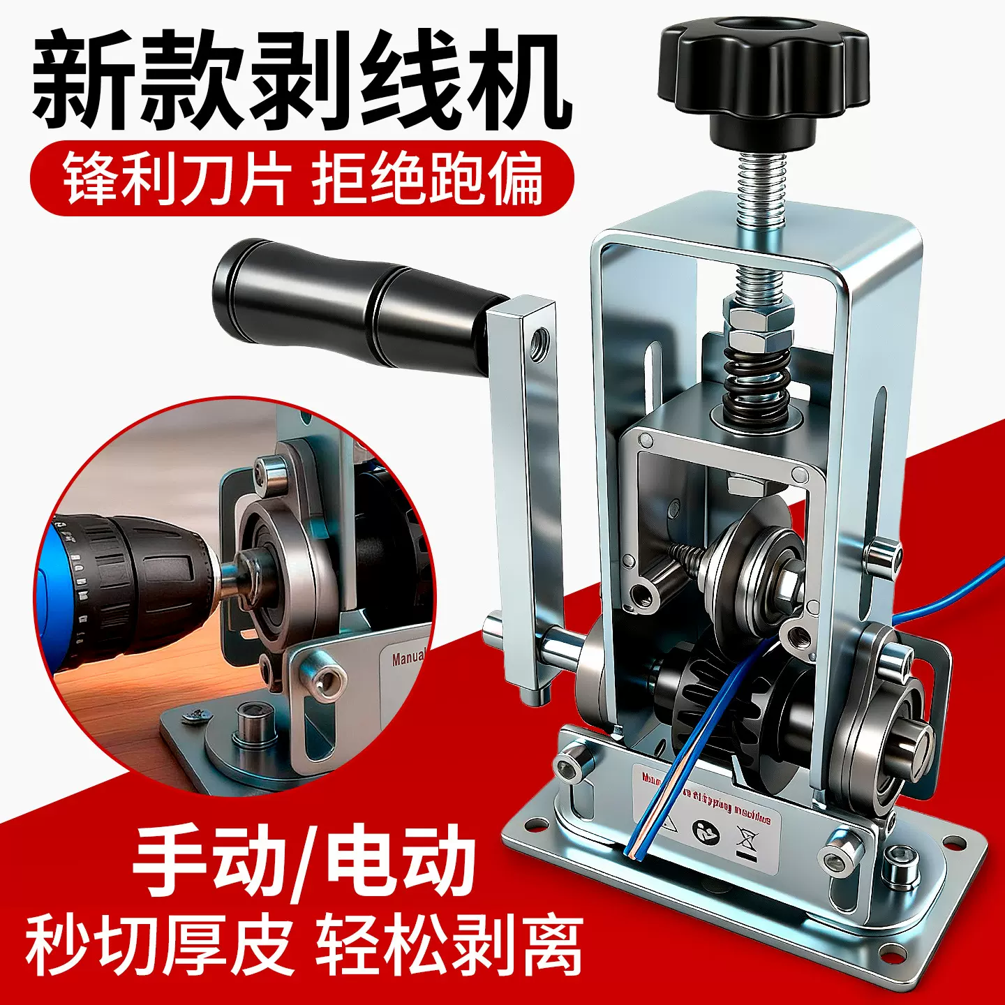手摇剥线机小型家用废旧电线电缆线去皮剥线全自动电钻专用神器