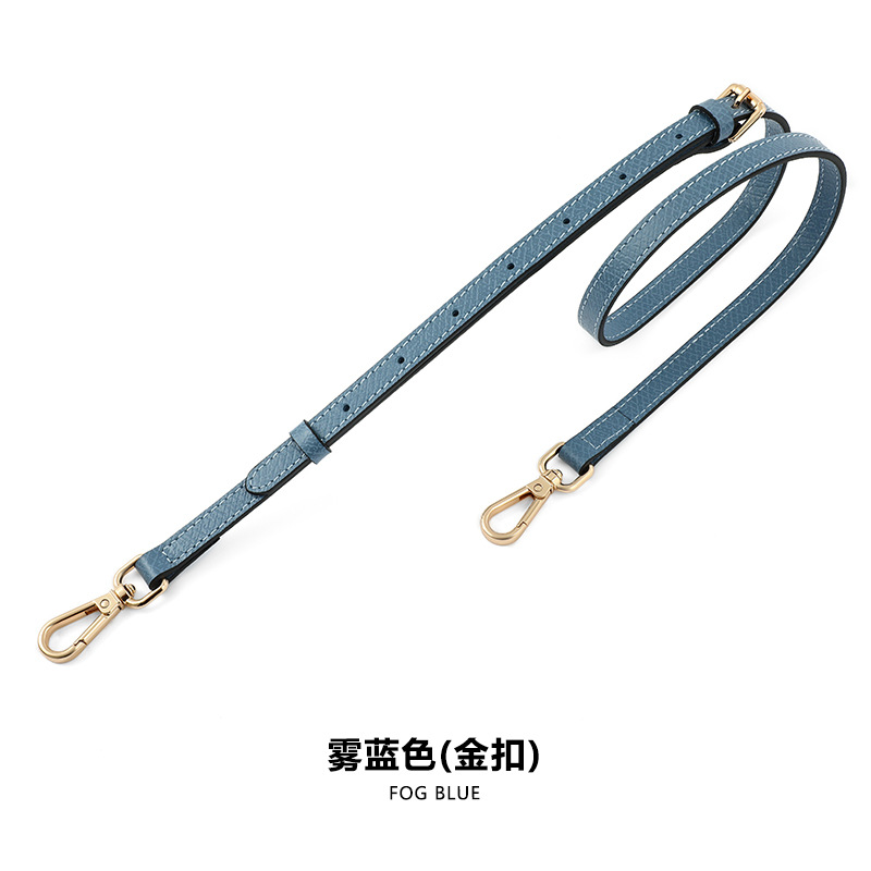 A- 48 first layer cowhide 1.2cm adjustable haze blue gold buckle