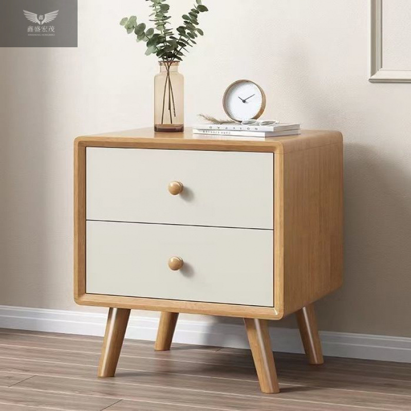 Dormitorio de madera de nuez nórdica almacenado completo mini armario de almacenamiento de madera sólida mesera de cama simple madera de caucho moderna
