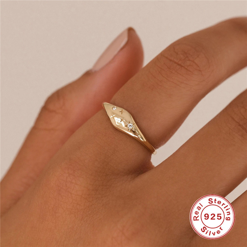 1 Piece Quantity 925 Sterling Silver Zircon Constellation Rings