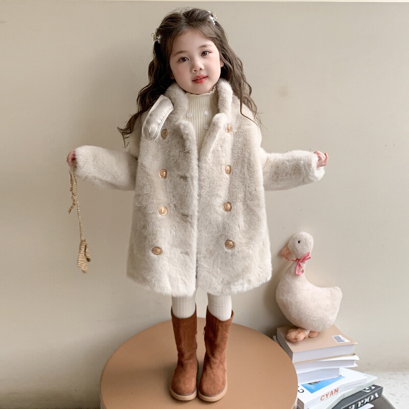 Girls' Autumn and Winter Topss 2025 New Baby Girl Winter Clothes Thickened Imitation Fur Tops Children's Fur Integrated Topss