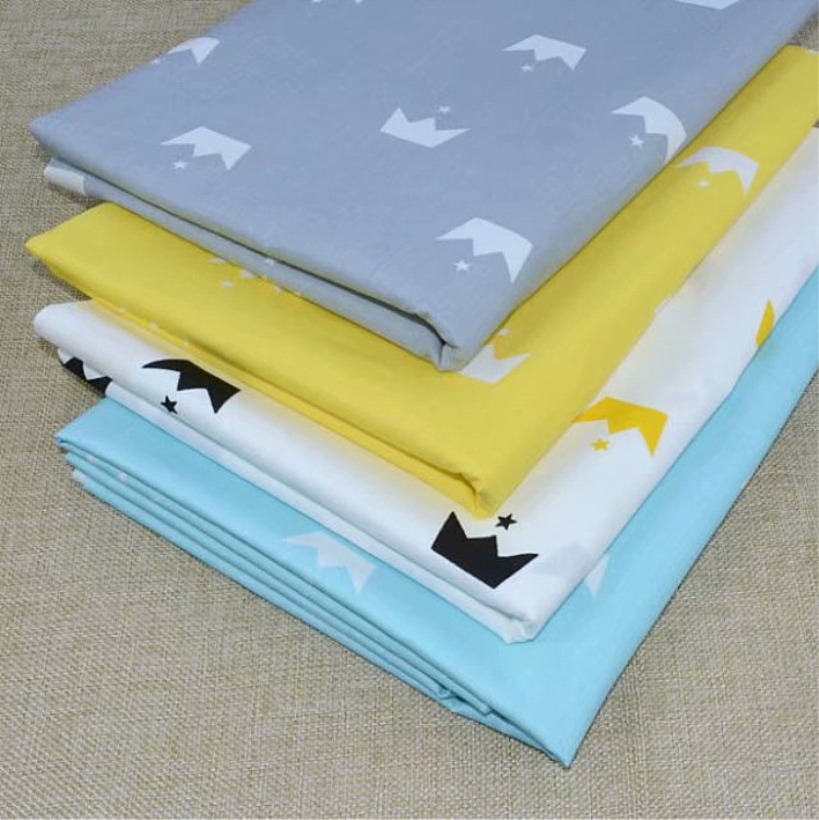 厂家批发 全棉斜纹印花布 皇冠星星纯棉无荧光剂 幼儿园床品布料