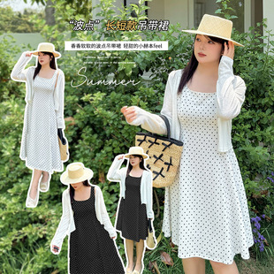 plus size Women's Clothing Series Long and Short Polar Dot Skirt 2025 Summer New Square Collar Broadband Tight Waist Slip Skirt 232212