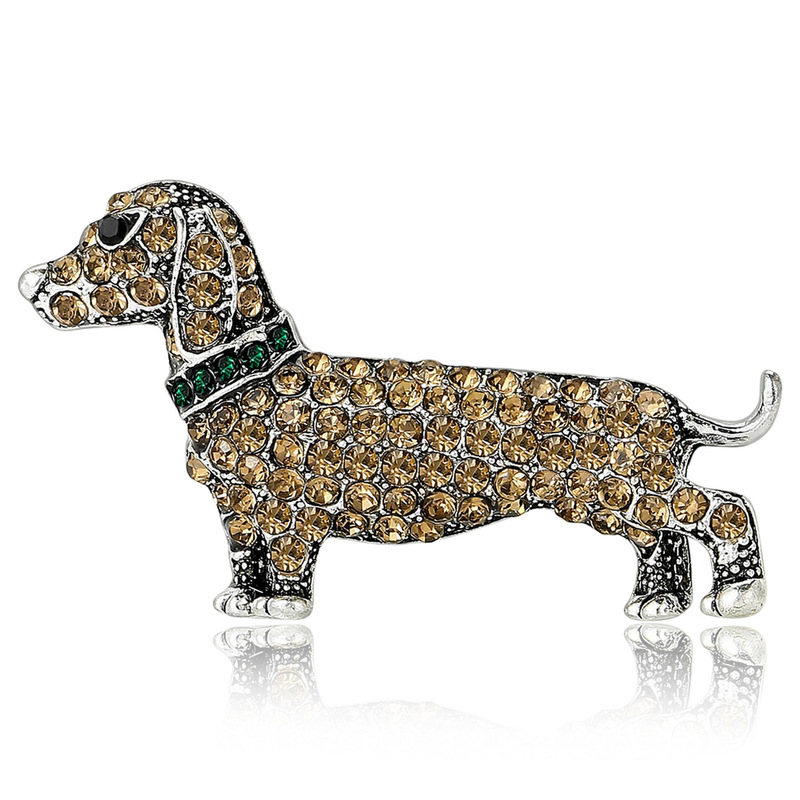 New cross-border hot European and American alloy diamond-studded puppy brooch high-grade animal personality Joker pin