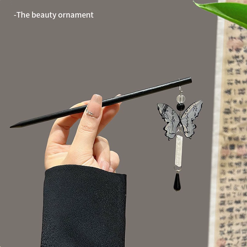 Китайская заколка HanfuHairgrip, цветы и кисточки, аксессуар для волос, 22 см, легкий