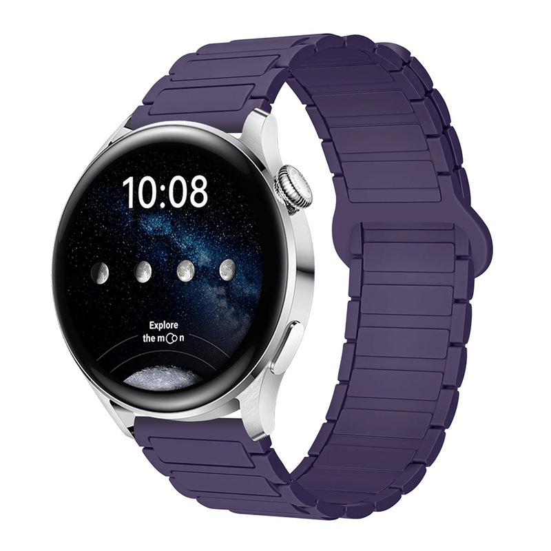 适用三星华为表带GT3/4/5荣耀watch4567二代三珠硅胶磁吸手表带|undefined
