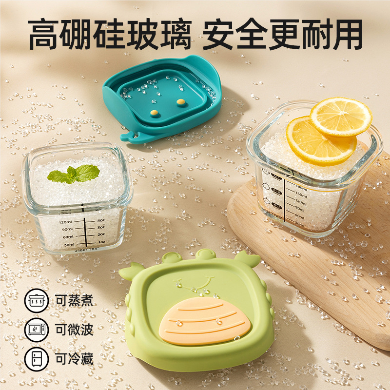 ♔ Baby Glass Food Storage Container, Steamable Egg Custard Bowl, Baby Food Bowl, Cup, Mold, and Tools Set