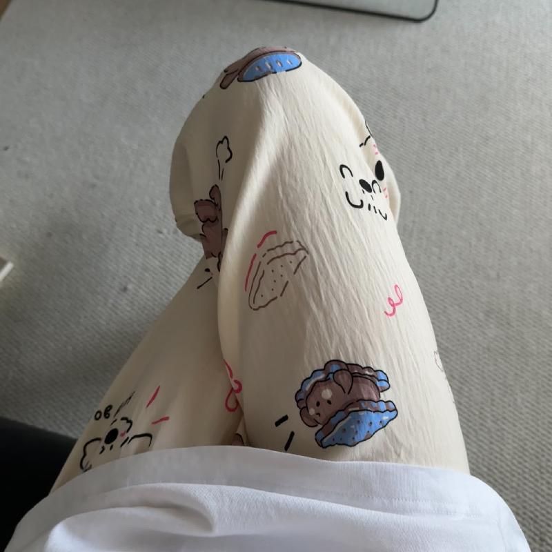 Primavera y verano · Pantalones de pijama casuales para mujeres pantalones a prueba de mosquitos rojos en línea 2025 nuevos pantalones caseros para llevar