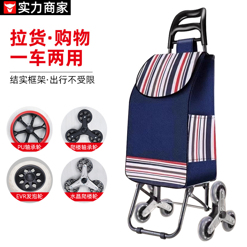 Carrito de compras de verduras para personas mayores que pueden subir escaleras, carrito de compras de tres ruedas, supermercado de verduras, pequeño carrito de tracción plegable, pequeño carrito de tracción manual
