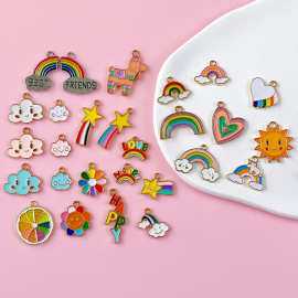 彩虹流星笑脸云朵系列合金饰品配件钥匙扣diy头发饰品手链绳吊坠