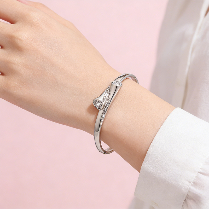 Moda ligera de lujo Feng Shui goteo punto de onda de diamante colorido pulsera de acero de titanio 18k oro real no decoloración pulsera de joyas de acero de titanio