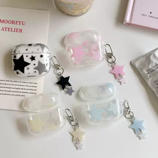 Imd Transparent Star AirPods 5Th Generation Earphone Protective Cover Is Suitable for Apple 4Th Generation Bluetooth Earphones Pro 3Rd Generation Soft