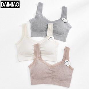Autumn New style beauty back wrapped chest underwear women's bra wireless strap chest pad thickened vest inner base Sports