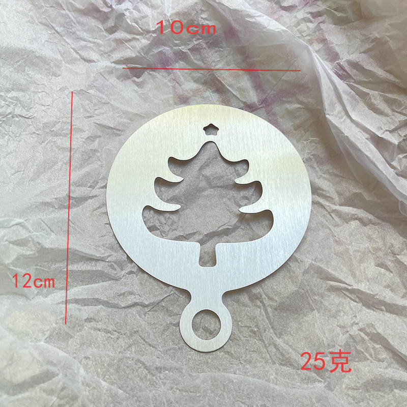 En stock 6 piezas creativo de acero inoxidable café guirnalda molde portátil café leche burbuja spray flor impresión plantilla