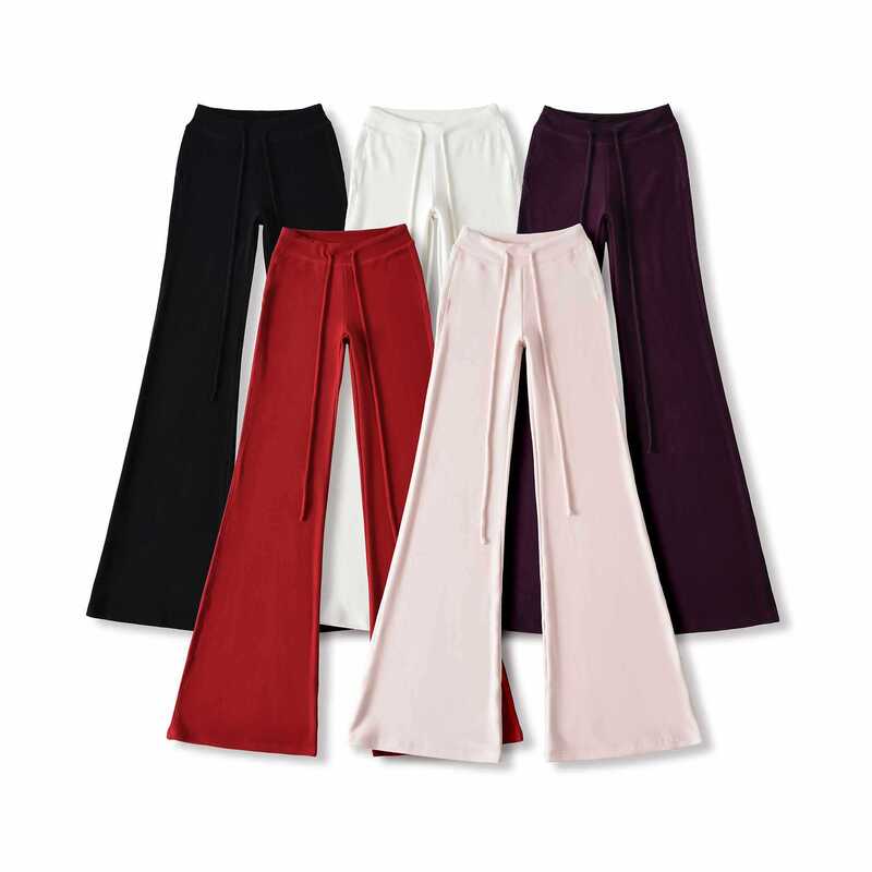 Autumn American-Style Fleece Drawstring Yoga Pants Slim Fit Flared Long Pants Sports Casual Pants
