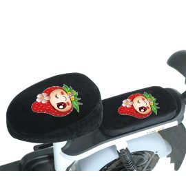 电动自行车坐垫套秋冬保暖加绒加厚款电瓶车圆通座套加棉数码图案