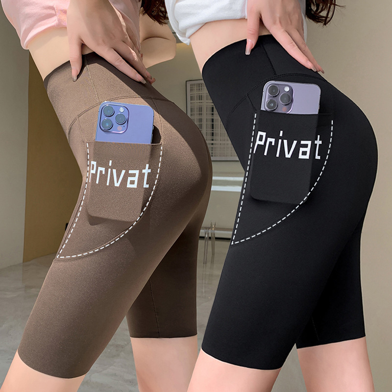 Summer Thin Five-point Shark Safety Shorts Women's Anti-walking with Pocket Outer Wear Riding Sports Barbie Pants Leggings
