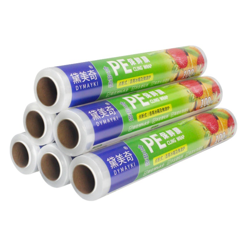 Fruit Roll Disposable Pe Cling Film Food Grade Kitchen Refrigerator Fresh Food Household Commercial Bulk Wholesale