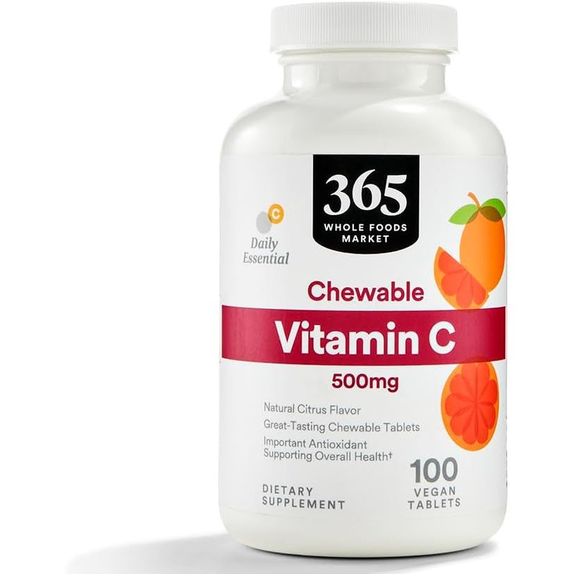天然柑橘味维生素C 500mg咀嚼片 100片素食配方 日常营养补充支持