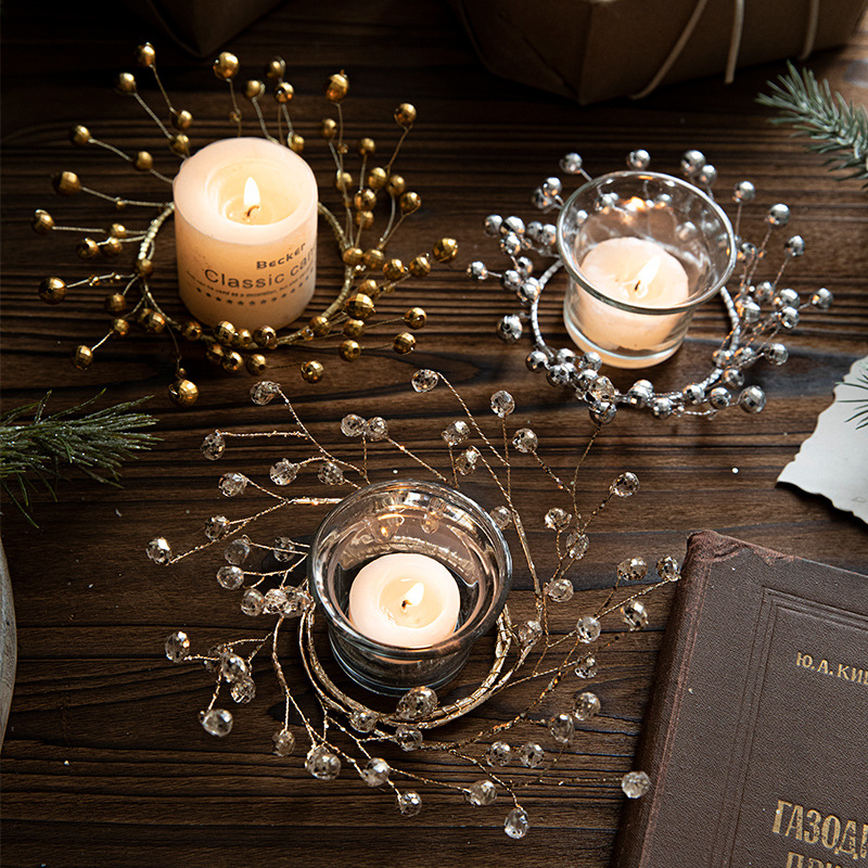 Nueva Navidad francés retro guirnalda acrílico candelabro decoración Garland escritorio ventana pequeño árbol de Navidad adornos