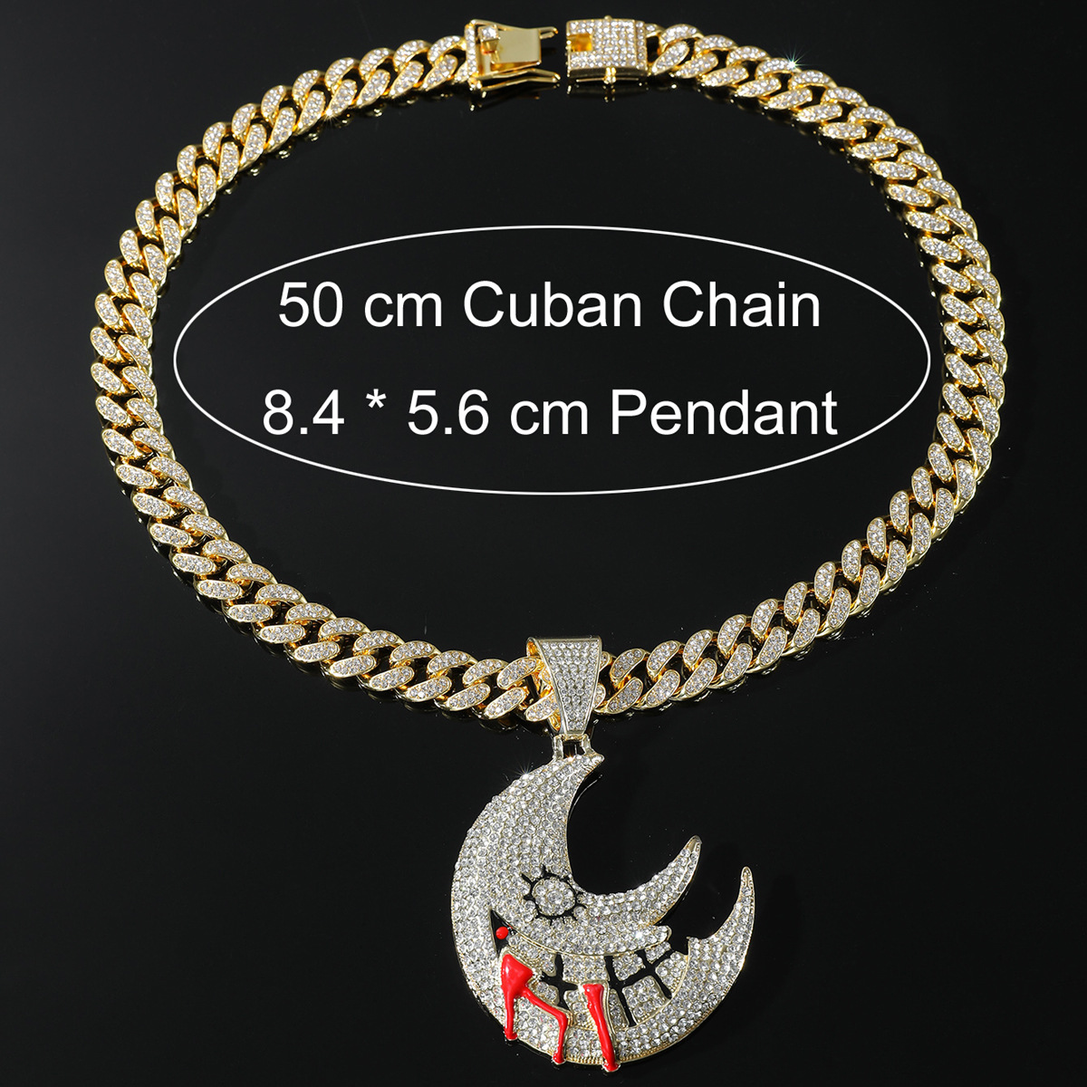 Hip-hop Moon Alloy Plating Inlay Rhinestones Men's Pendant Necklace Necklace Pendant display picture 3
