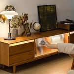 北欧日式简约云川电视柜原创日式北美樱桃木客厅玻璃视听柜家具