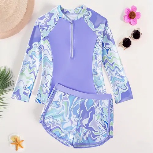 (Cross-border trading), children's swimwear, split fashionable long-sleeve, for teenagers, Amazon 4